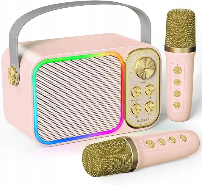 Karaoke set pre deti, 2 bezdrôtové mikrofóny, LED reproduktor